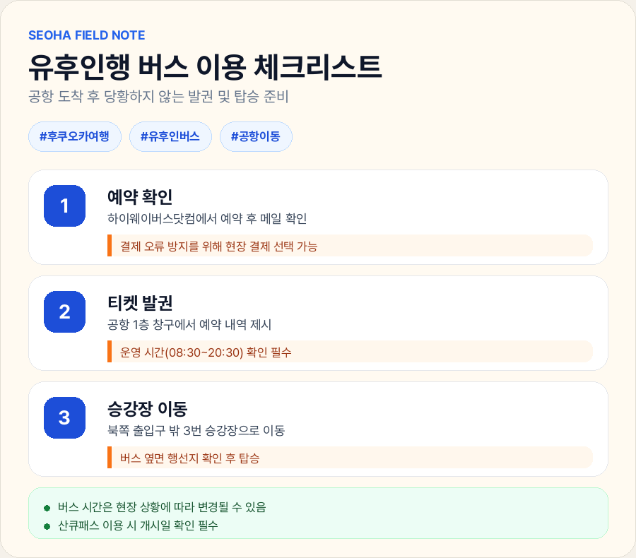 유후인행 버스 이용 체크리스트