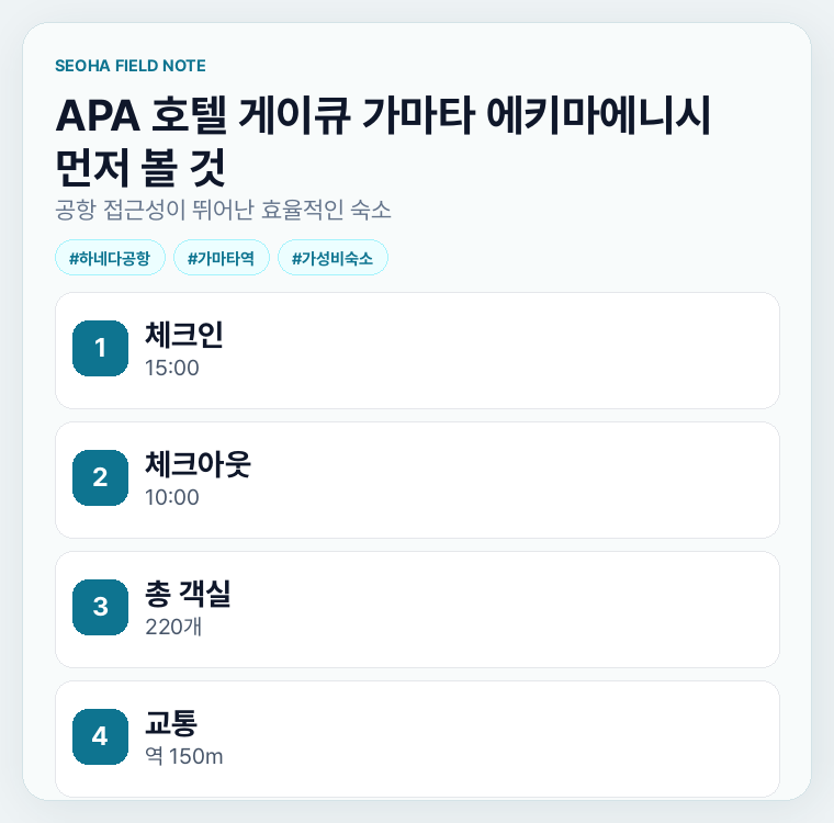 APA 호텔 게이큐 가마타 에키마에니시 먼저 볼 것