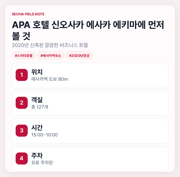 APA 호텔 신오사카 에사카 에키마에 먼저 볼 것