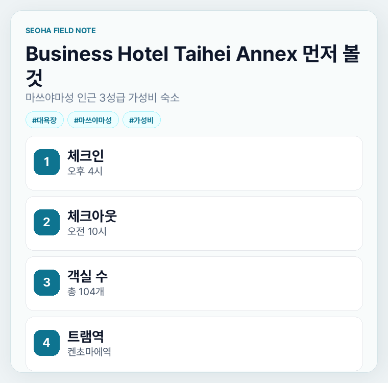 Business Hotel Taihei Annex 먼저 볼 것
