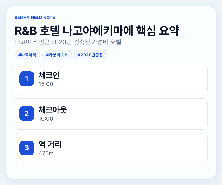 R&B 호텔 나고야에키마에 핵심 요약