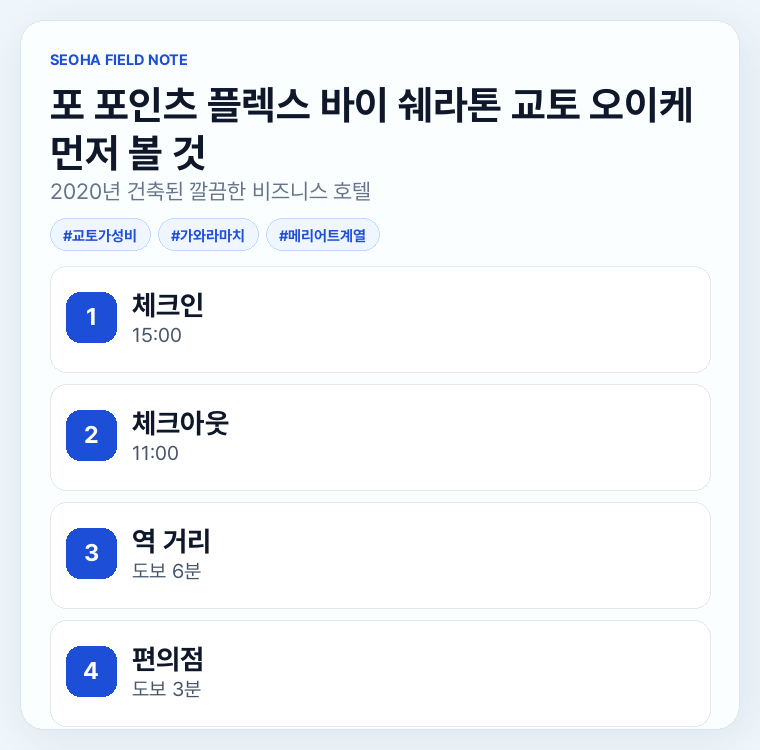 포 포인츠 플렉스 바이 쉐라톤 교토 오이케 먼저 볼 것