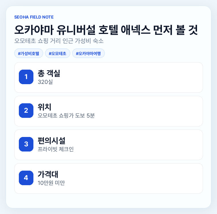오카야마 유니버설 호텔 애넥스 먼저 볼 것