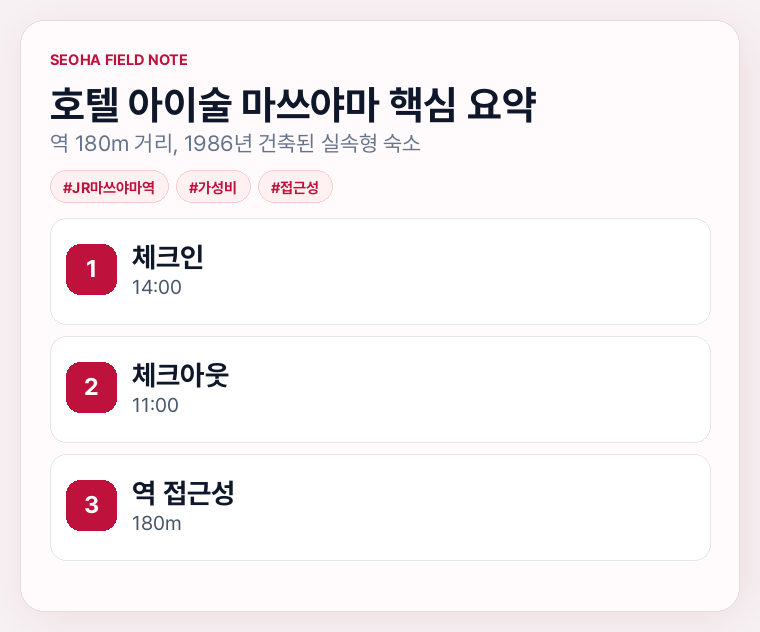 호텔 아이술 마쓰야마 핵심 요약