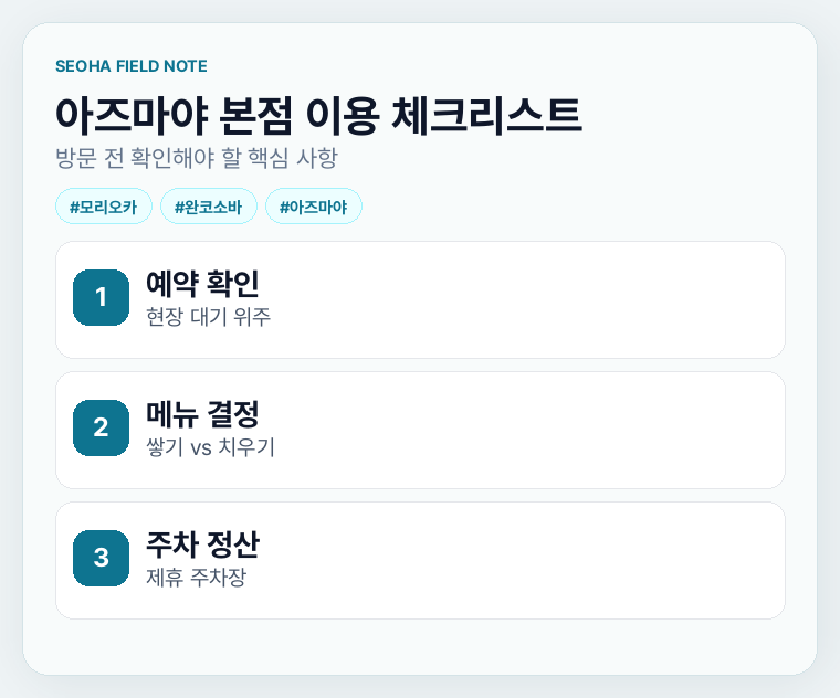 아즈마야 본점 이용 체크리스트