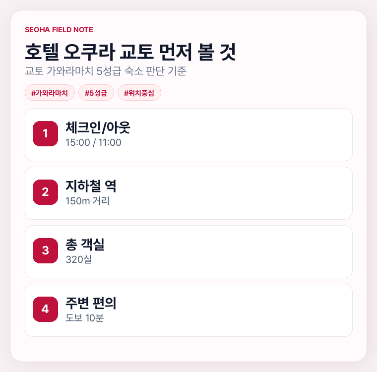 호텔 오쿠라 교토 먼저 볼 것