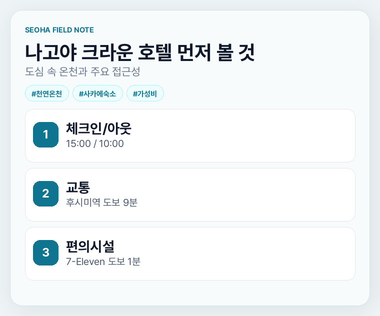 나고야 크라운 호텔 먼저 볼 것