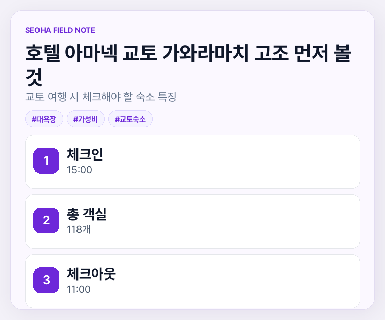 호텔 아마넥 교토 가와라마치 고조 먼저 볼 것