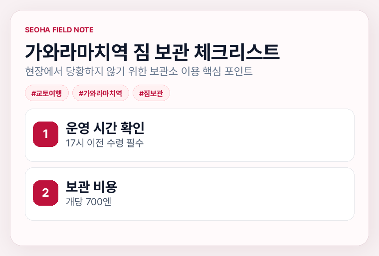 가와라마치역 짐 보관 체크리스트