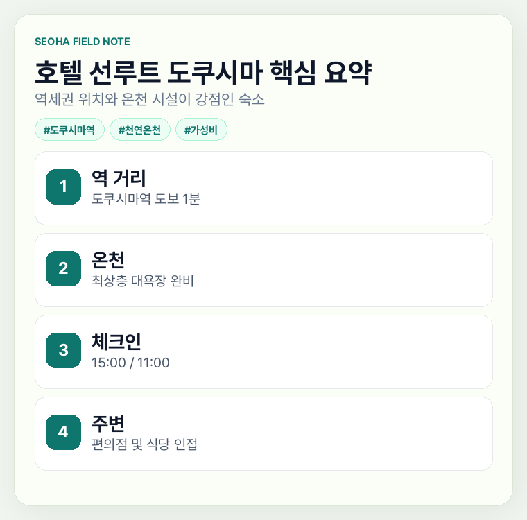 호텔 선루트 도쿠시마 핵심 요약