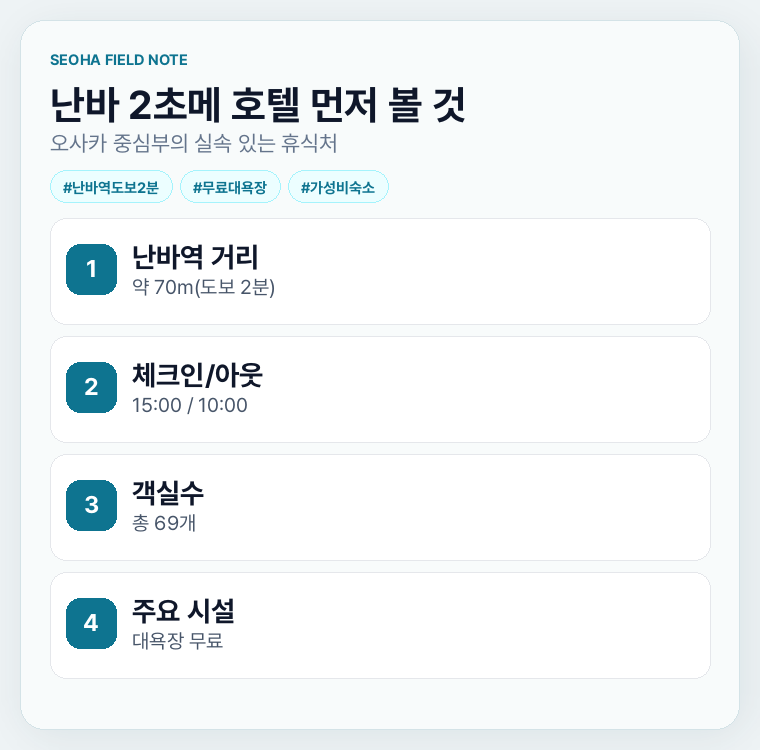 난바 2초메 호텔 먼저 볼 것