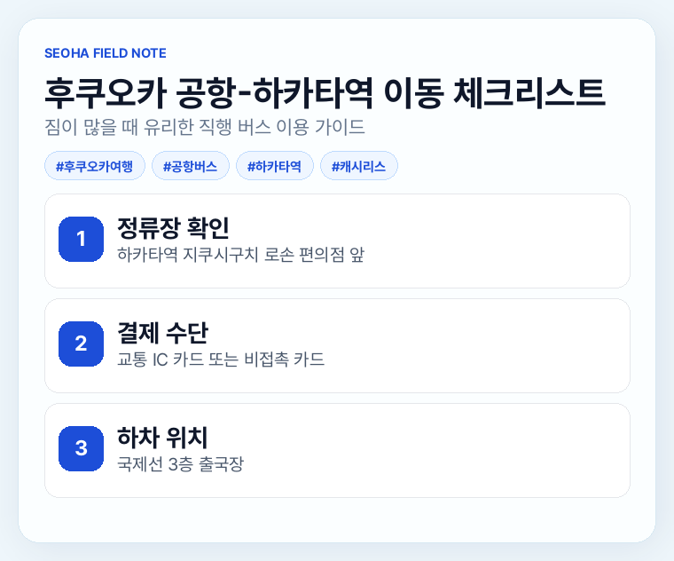 후쿠오카 공항-하카타역 이동 체크리스트