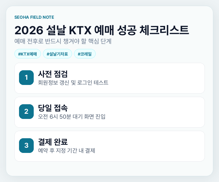 2026 설날 KTX 예매 성공 체크리스트