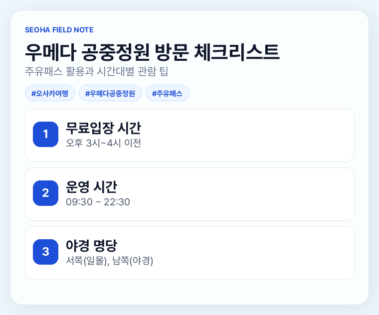 우메다 공중정원 방문 체크리스트