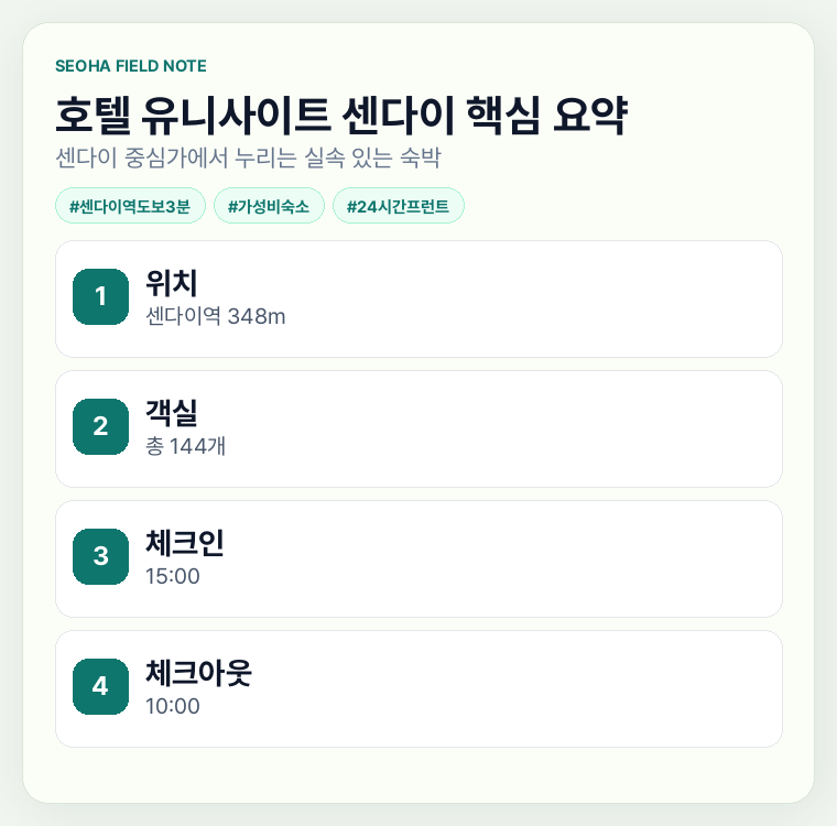 호텔 유니사이트 센다이 핵심 요약
