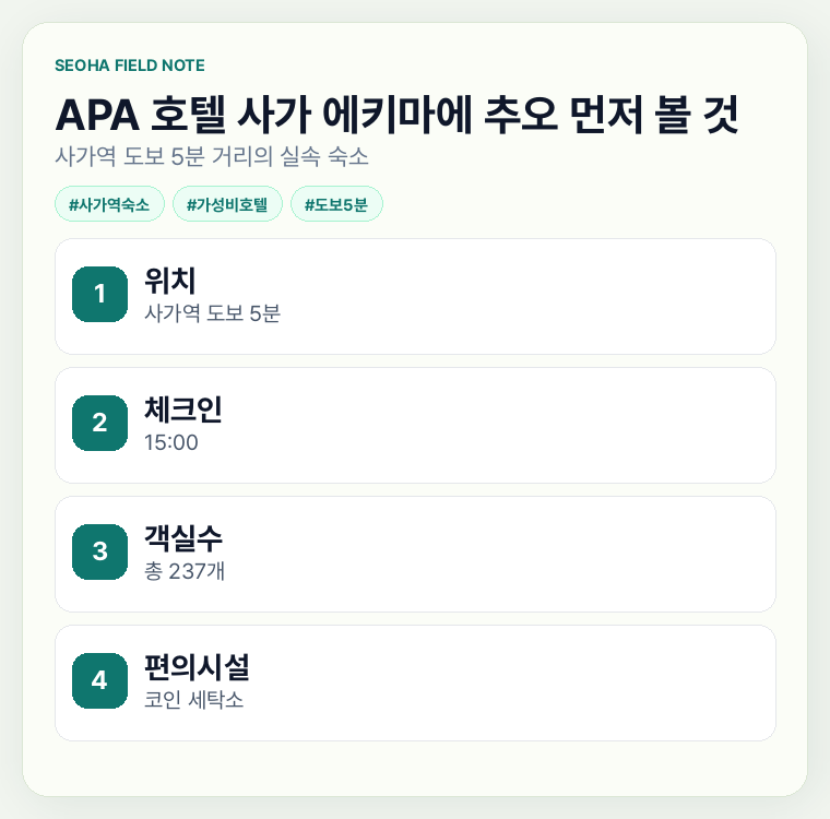 APA 호텔 사가 에키마에 추오 먼저 볼 것