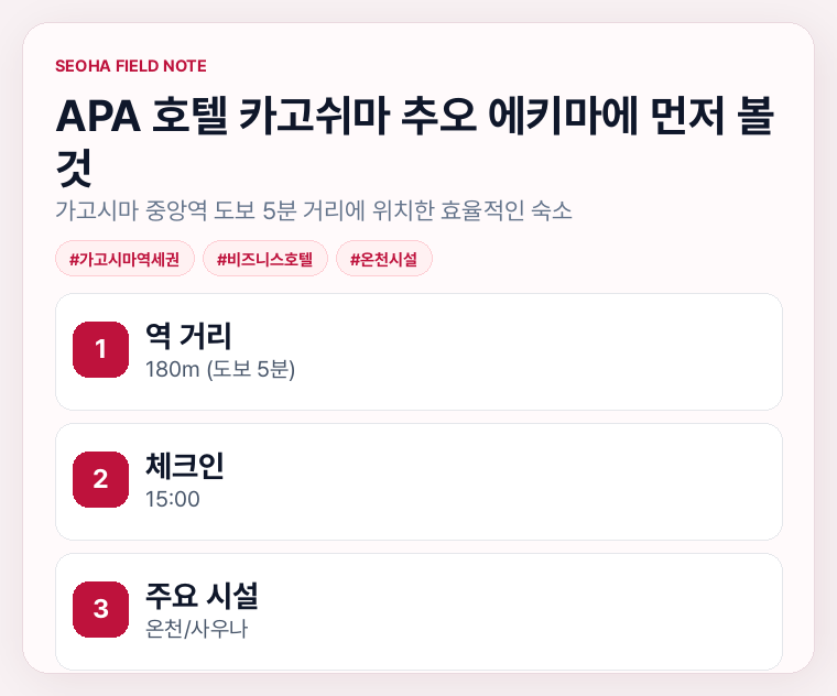 APA 호텔 카고쉬마 추오 에키마에 먼저 볼 것