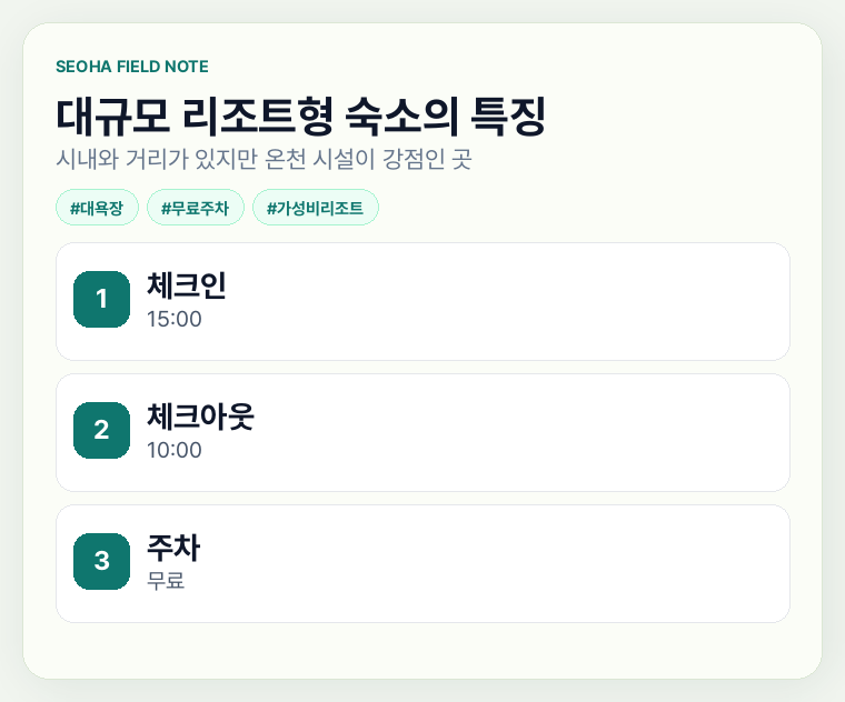 대규모 리조트형 숙소의 특징
