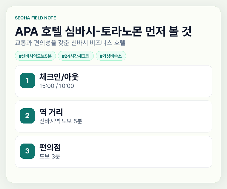 APA 호텔 심바시-토라노몬 먼저 볼 것