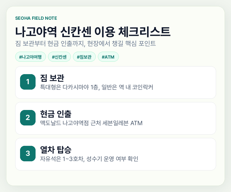 나고야역 신칸센 이용 체크리스트