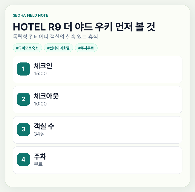 HOTEL R9 더 야드 우키 먼저 볼 것