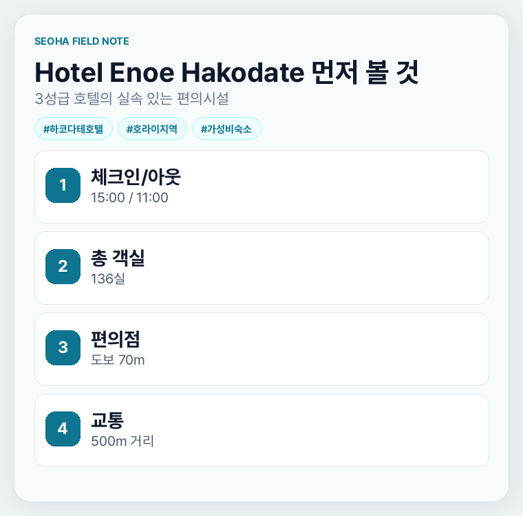 Hotel Enoe Hakodate 먼저 볼 것