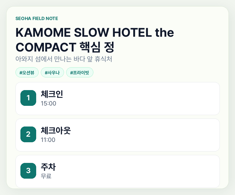 KAMOME SLOW HOTEL the COMPACT 핵심 정