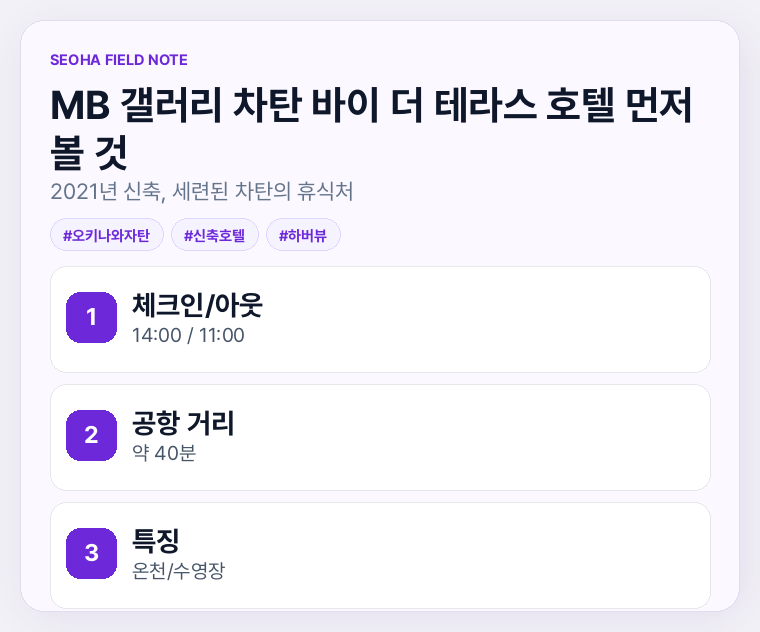 MB 갤러리 차탄 바이 더 테라스 호텔 먼저 볼 것