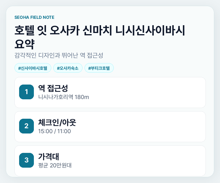 호텔 잇 오사카 신마치 니시신사이바시 요약