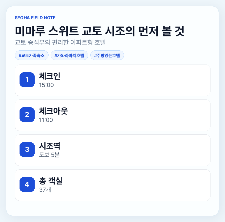 미마루 스위트 교토 시조의 먼저 볼 것