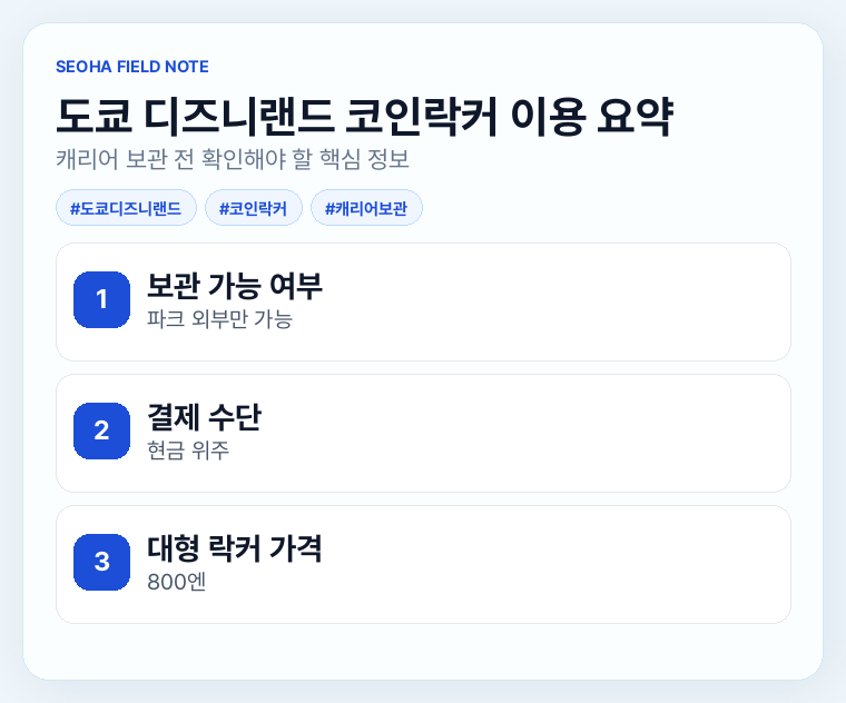 도쿄 디즈니랜드 코인락커 이용 요약