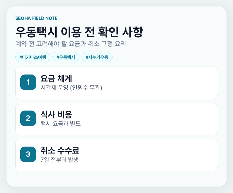 우동택시 이용 전 확인 사항