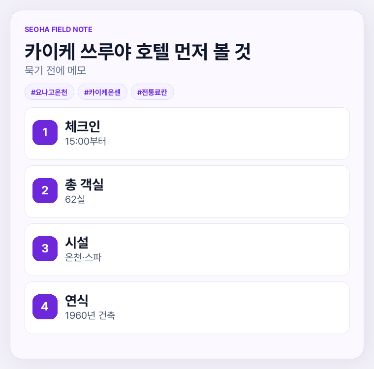 카이케 쓰루야 호텔 먼저 볼 것