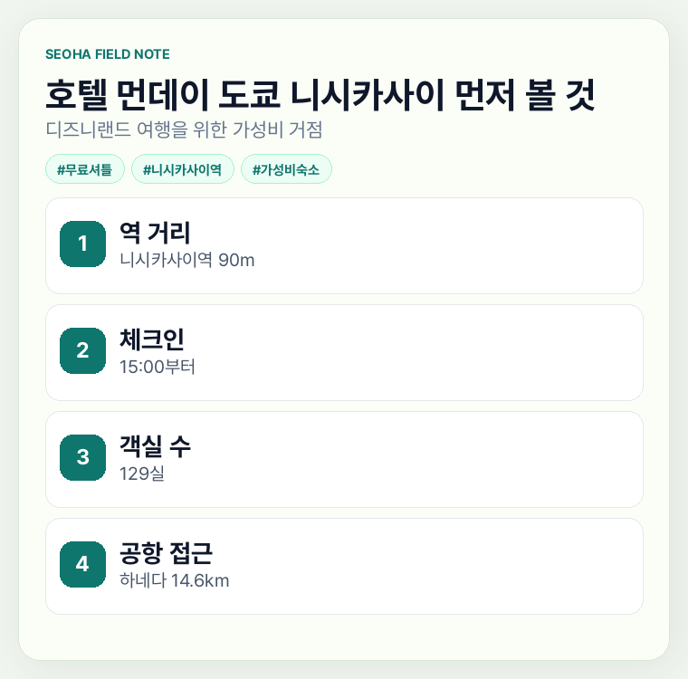 호텔 먼데이 도쿄 니시카사이 먼저 볼 것