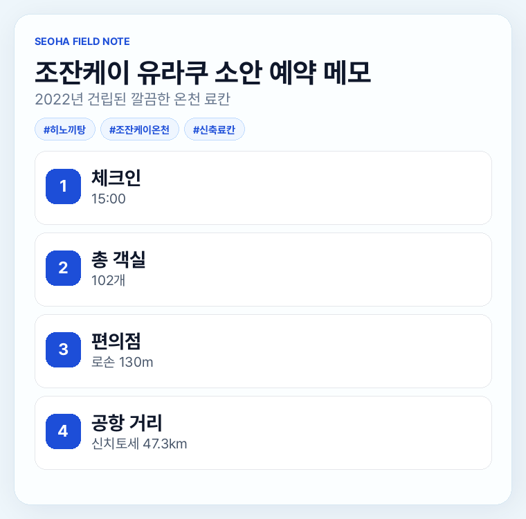 조잔케이 유라쿠 소안 예약 메모