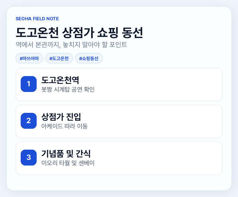 도고온천 상점가 쇼핑 동선