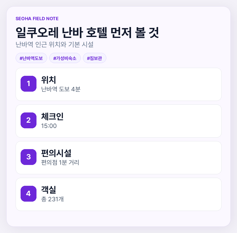 일쿠오레 난바 호텔 먼저 볼 것