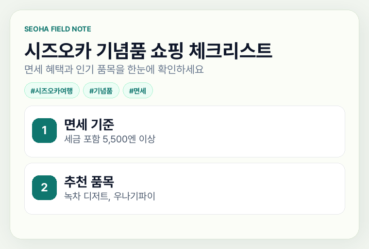 시즈오카 기념품 쇼핑 체크리스트