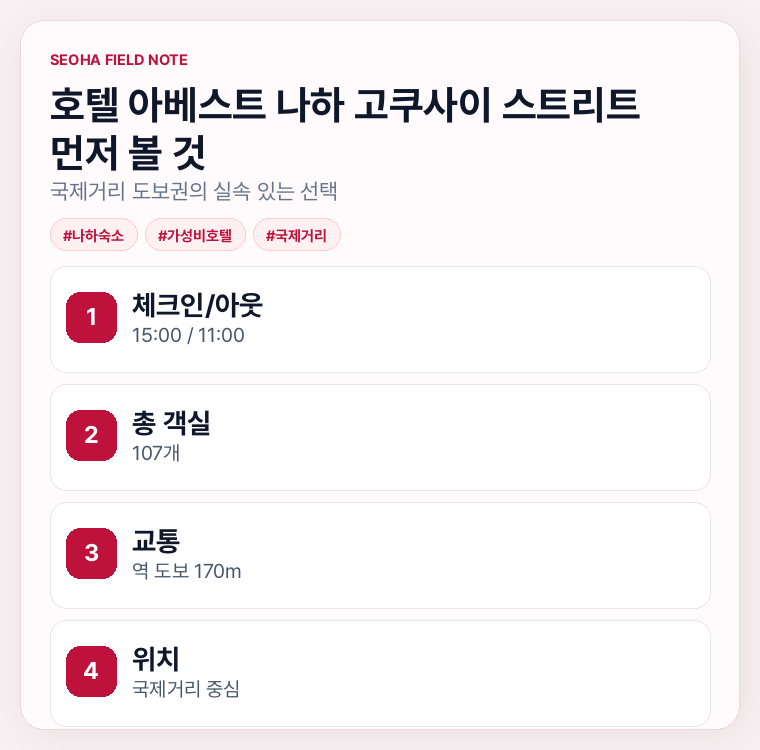 호텔 아베스트 나하 고쿠사이 스트리트 먼저 볼 것