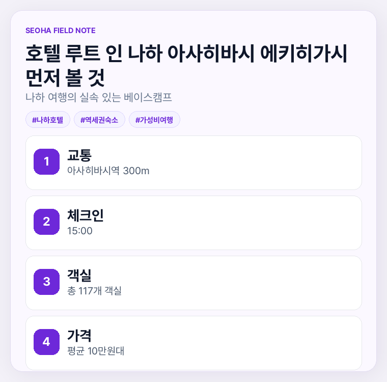 호텔 루트 인 나하 아사히바시 에키히가시 먼저 볼 것