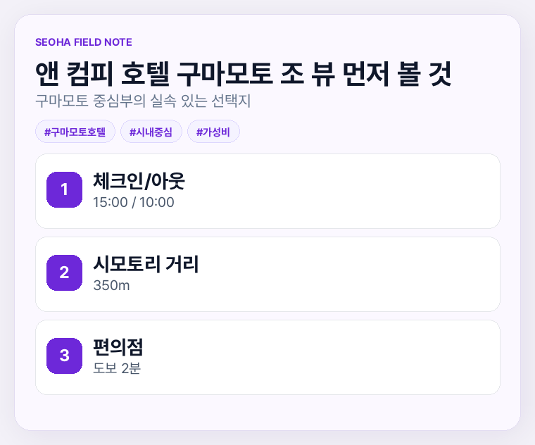 앤 컴피 호텔 구마모토 조 뷰 먼저 볼 것