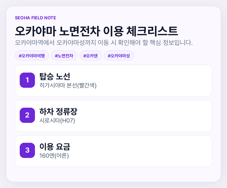 오카야마 노면전차 이용 체크리스트