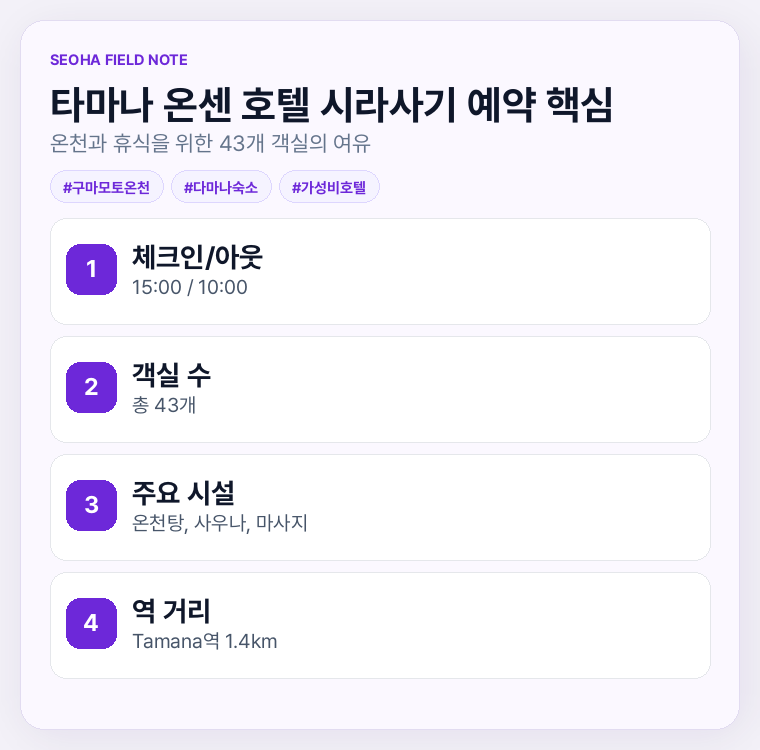 타마나 온센 호텔 시라사기 예약 핵심