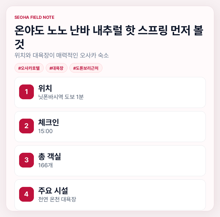온야도 노노 난바 내추럴 핫 스프링 먼저 볼 것
