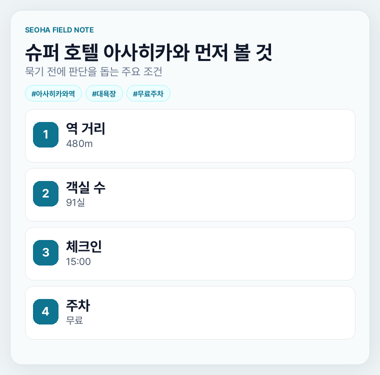 슈퍼 호텔 아사히카와 먼저 볼 것