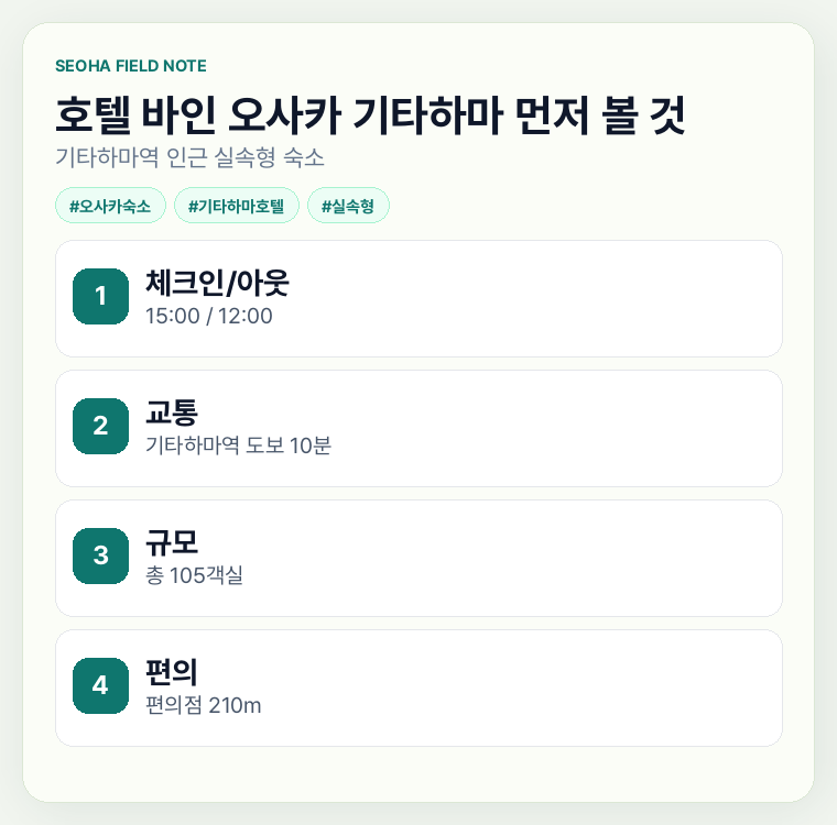 호텔 바인 오사카 기타하마 먼저 볼 것