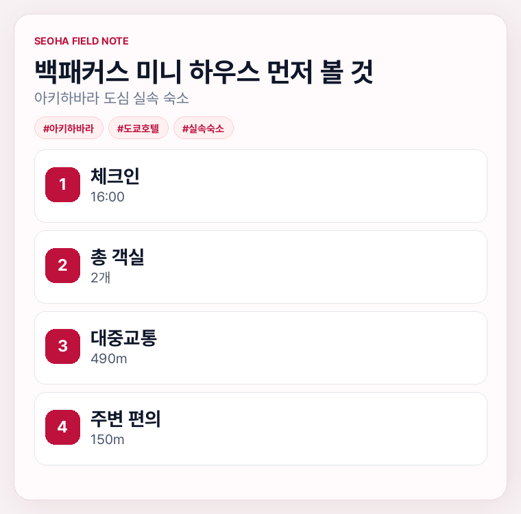 백패커스 미니 하우스 먼저 볼 것