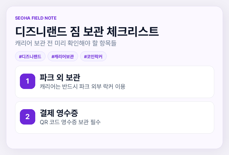 디즈니랜드 짐 보관 체크리스트