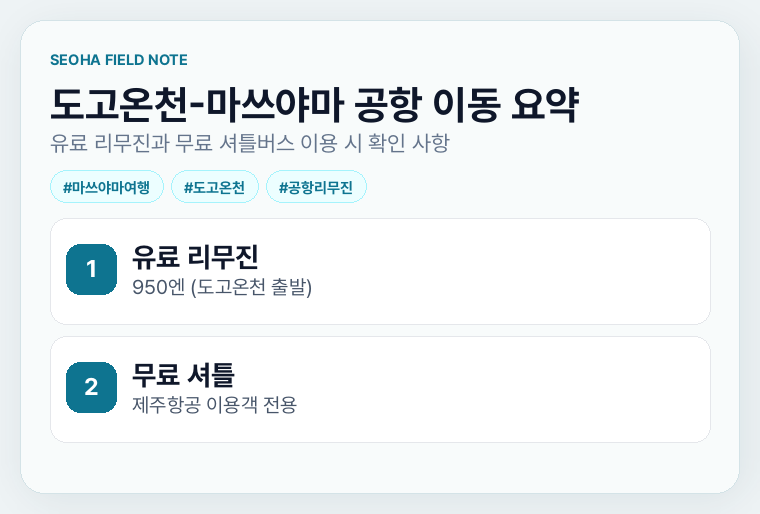 도고온천-마쓰야마 공항 이동 요약