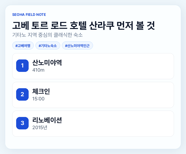 고베 토르 로드 호텔 산라쿠 먼저 볼 것